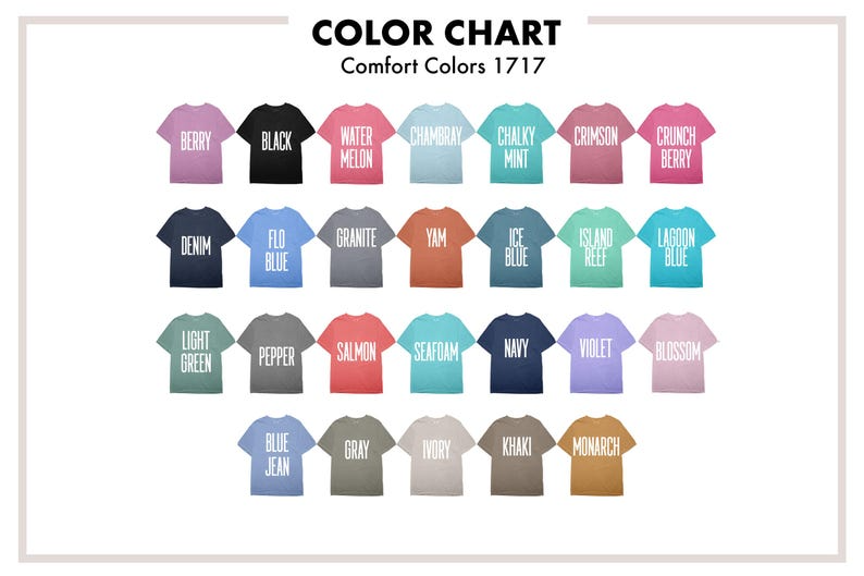 Comfort Colors Color Chart