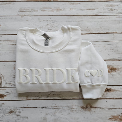 Embossed Puff Bride Sweatshirt, Initials on the Sleeve