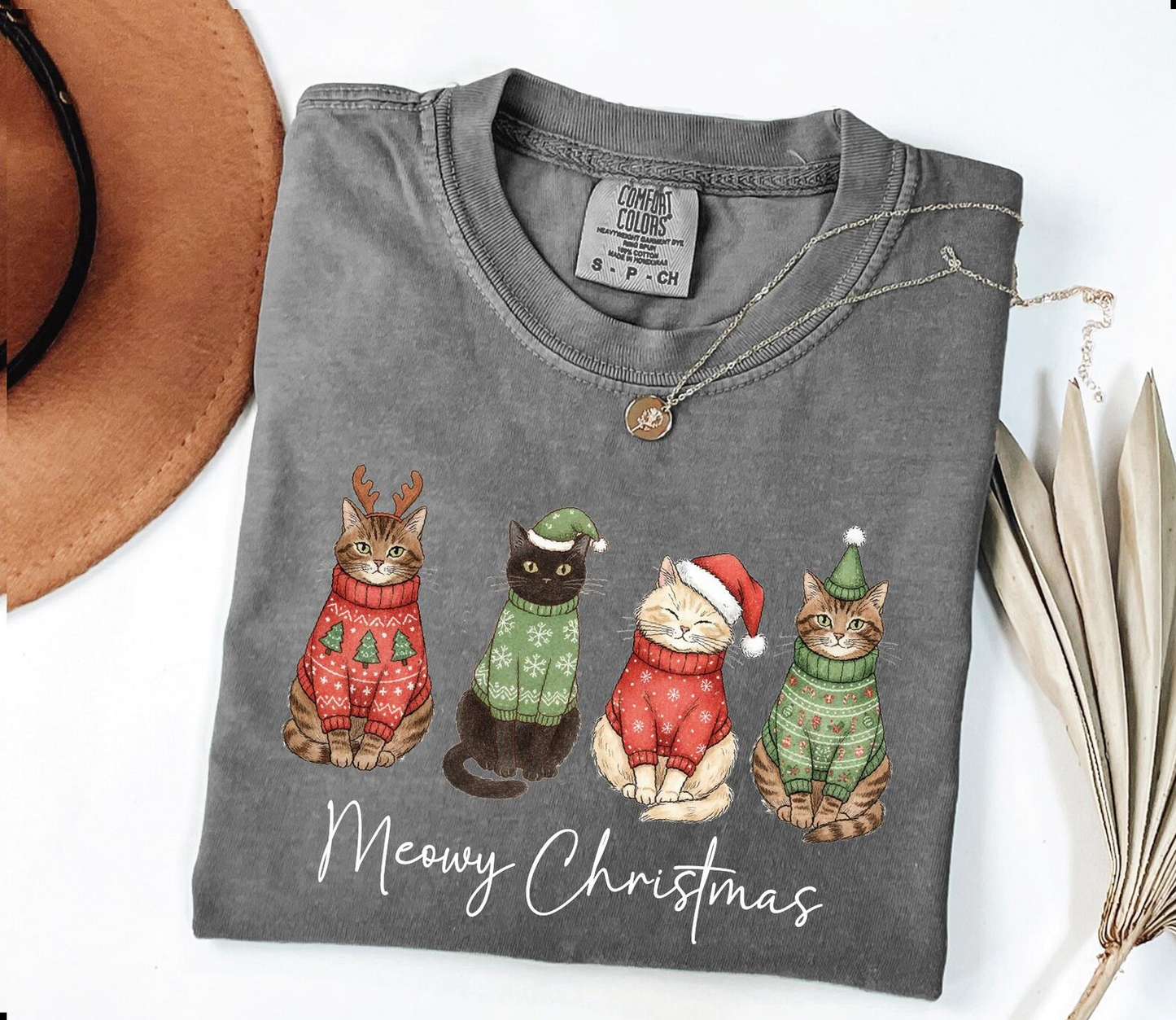 CatChristmasT-ShirtDarkGrey