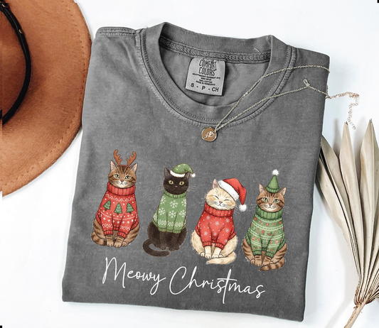 CatChristmasT-ShirtDarkGrey