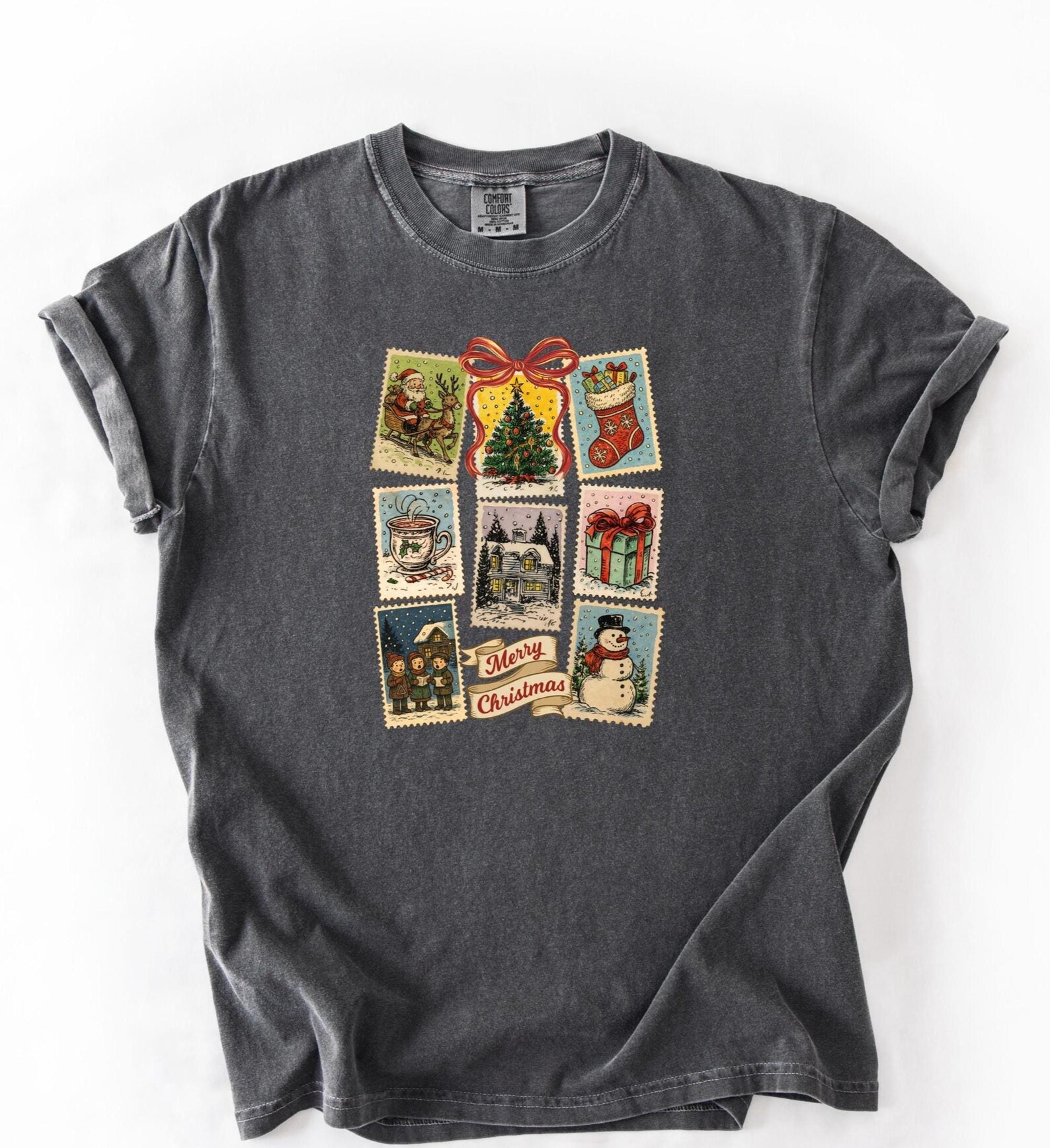 Christmas stamp vintage t-shirt