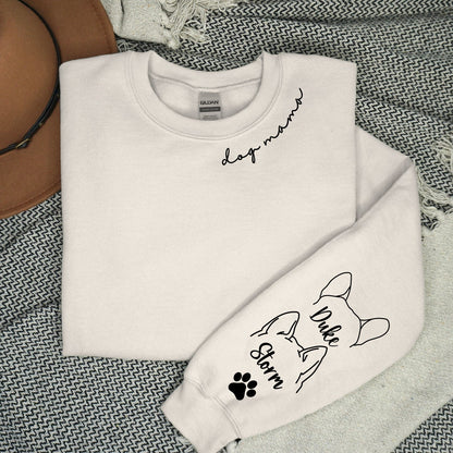 Personalized dog Mama Sweatshirt, Dog Ear and Name on Sleeve