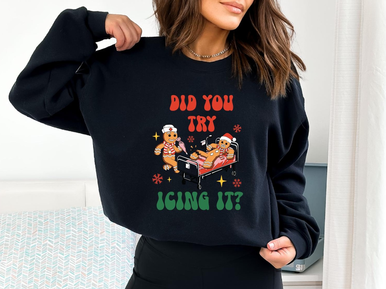 did you try icing it christmas nurse sweatshirt