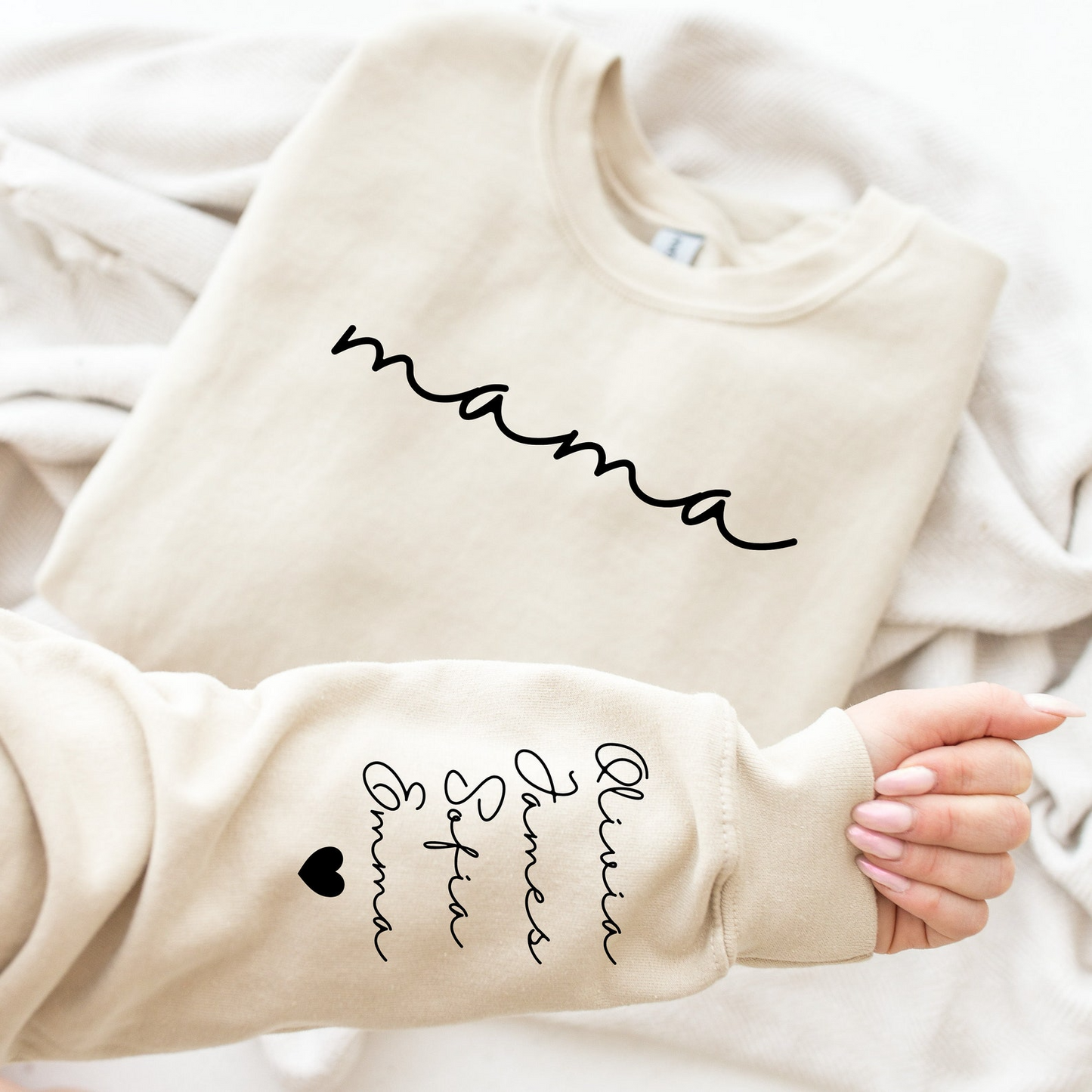 Personalized Mama Sweatshirt, Kids' Names on Sleeve