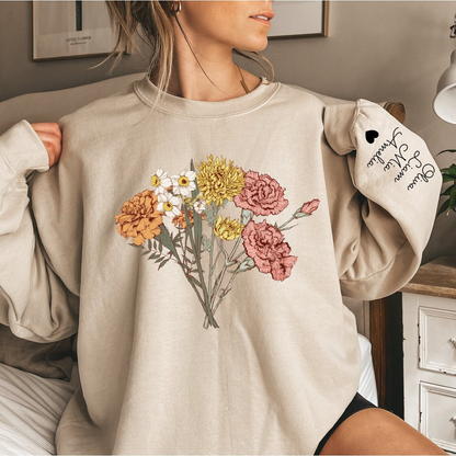 Custom Birth Month Wildflowers Bouquet Sweatshirt
