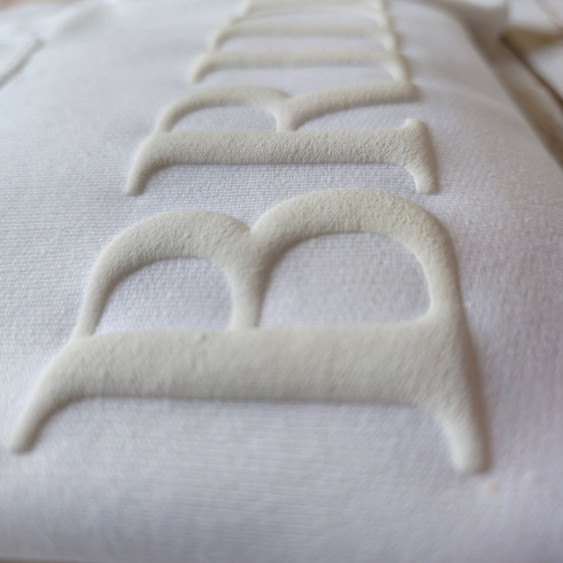 puff embossed bride design on white sweatshirt